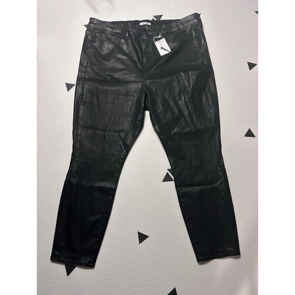 Good American Women’s Good Legs High-Rise Coated Black Skinny Jeans Size 24 - Picture 2 of 6
